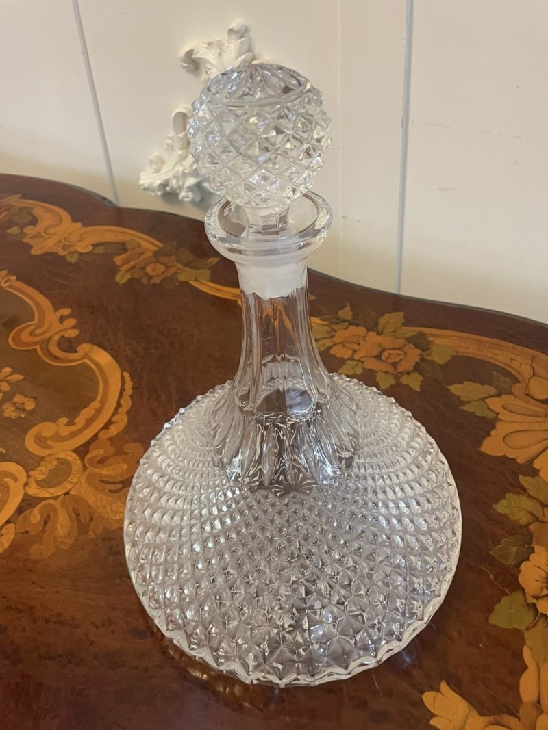 Antique Edwardian Quality Cut Glass Ships Decanter - Image 3